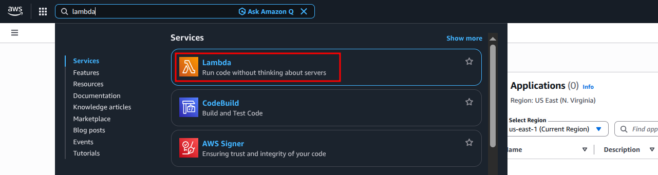 AWS Lambda Console - Accessing Lambda from AWS Management Console